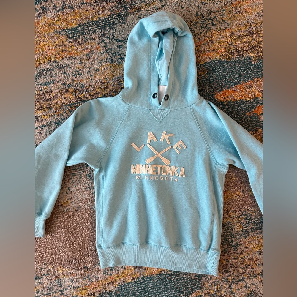 Blue84 Sz Sm Grls Hoodie Turquoise Lake Minnetonka Sweatshirt Like New